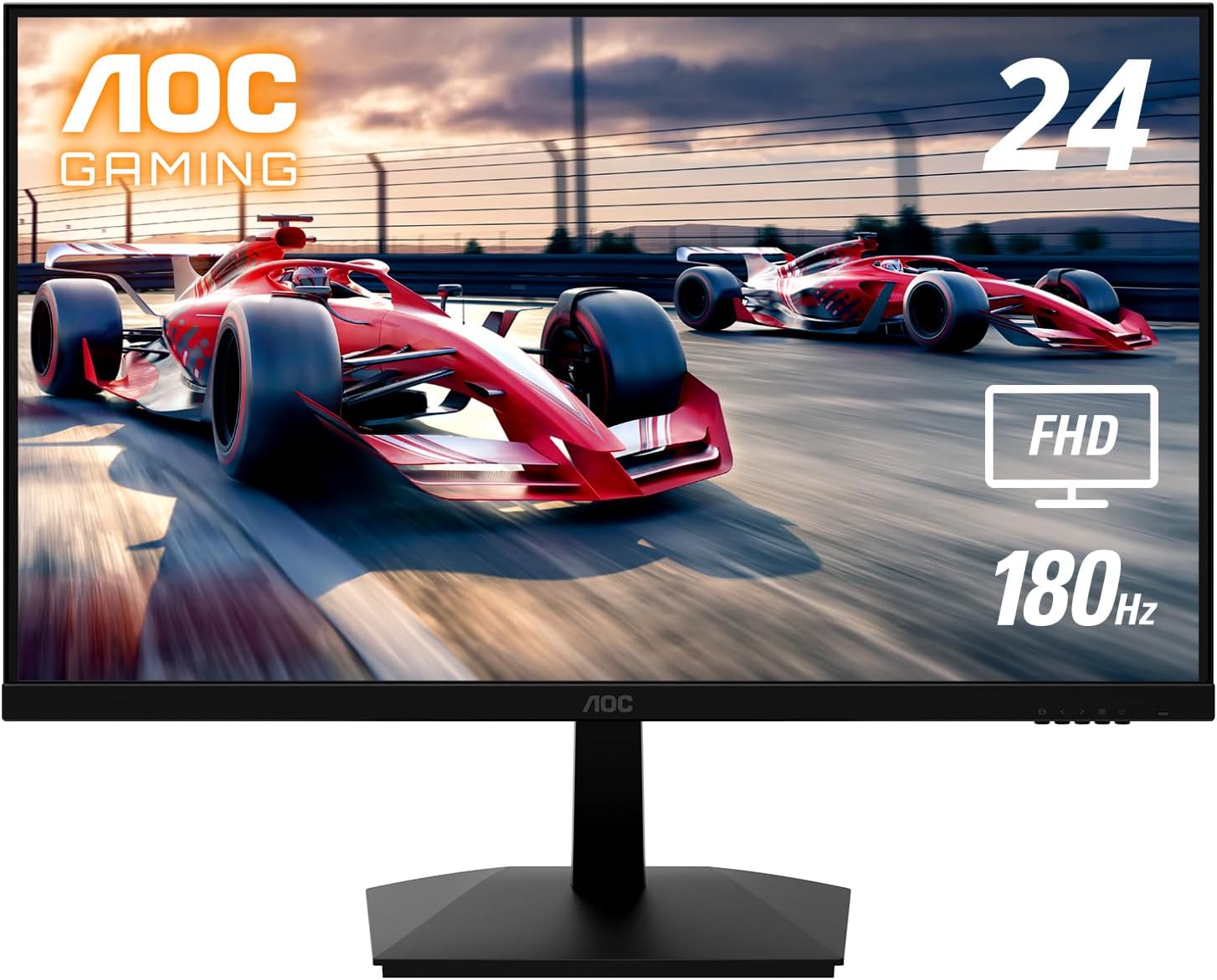 AOC 24G15N 24 Gaming Monitor, Full HD 1920x1080, 180Hz 1ms, 1x HDMI 2.0, 1x Display Port, Adaptive-Sync, 3-Sided Frameless, HDR Ready, Console Gaming Ready, 3-Year Zero-Bright-Dot, Black